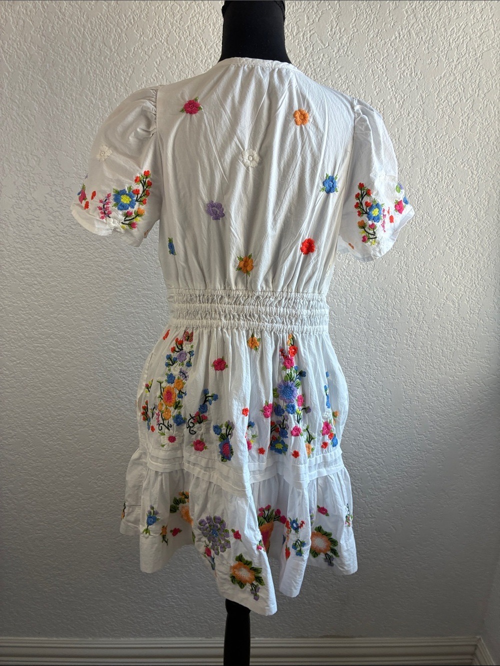 Anthropologie Somerset Embroidered Mini Dress White Floral M - Picture 7 of 11